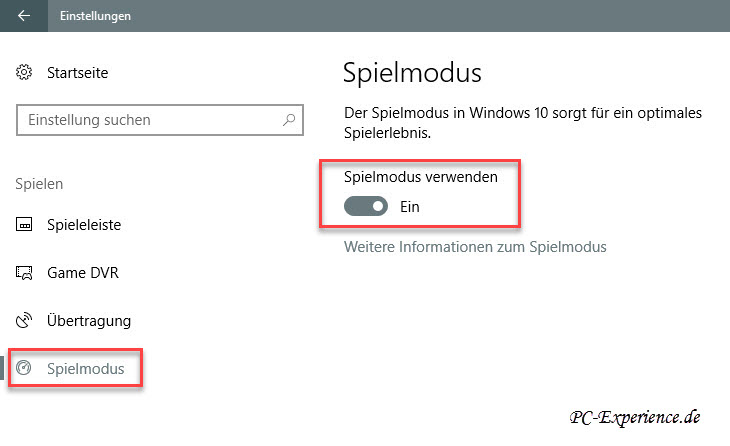 Spielmodus aktivieren