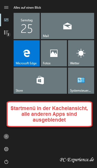 App-Liste ausgeblendet