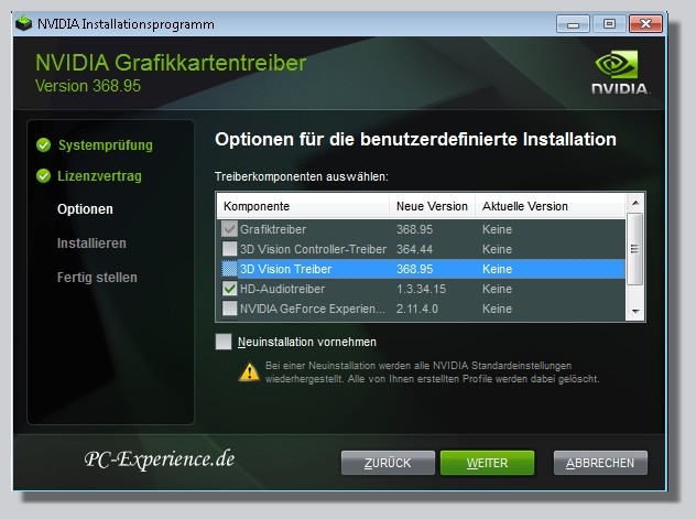 die optimierte Installation der Treiber