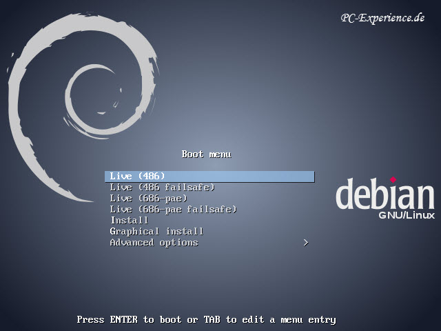 Vom bootfähigen Debian-USB-Stick booten