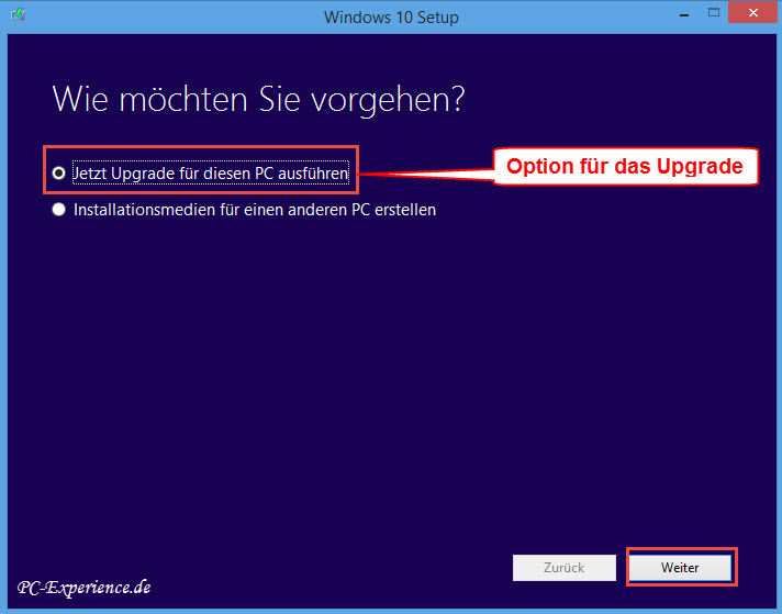 Windows 10 Upgrade mit Tool